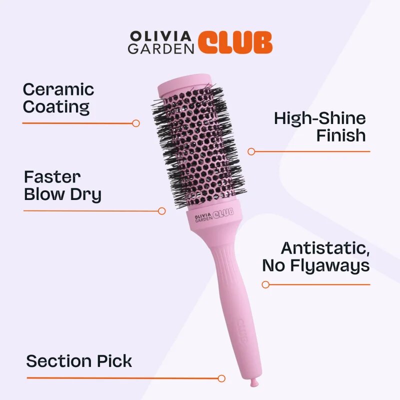 Olivia Garden Club The Glow Blowout Ceramic Round Brush Pink okrogla krtača za lase M 1 kos