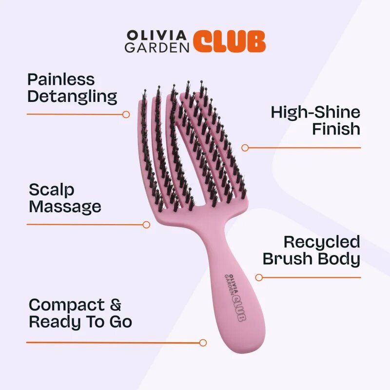Olivia Garden Club The Nomad Detangling&Shine Fingerbrush​ ravna krtača za lase Pink 1 kos
