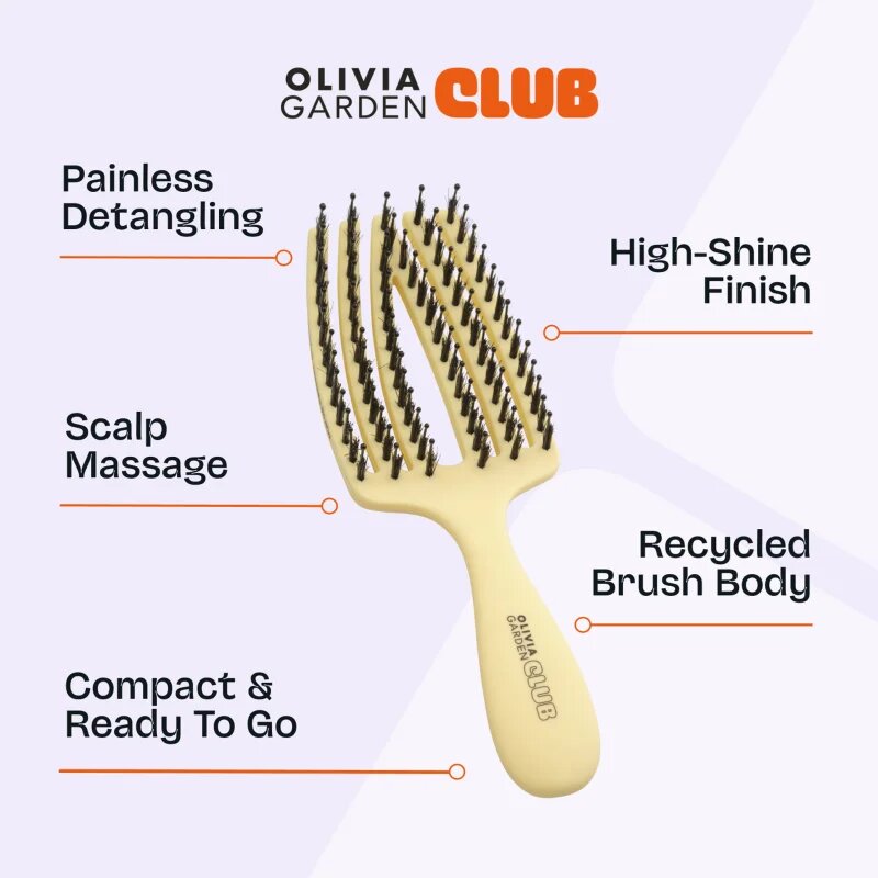 Olivia Garden Club The Nomad Detangling&Shine Fingerbrush​ ravna krtača za lase Yellow 1 kos