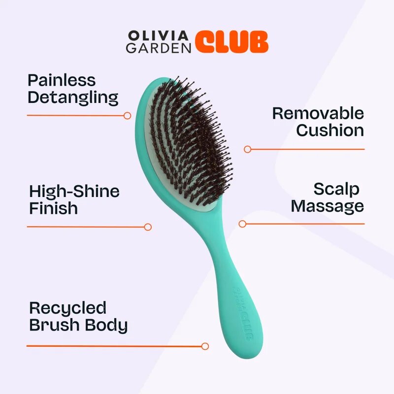 Olivia Garden Club The Reset Detangling&Shine Hairbrush ravna krtača z etuijem Mint 1 kos