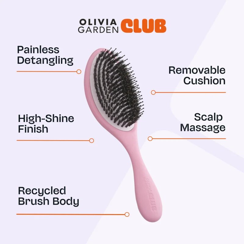 Olivia Garden Club The Reset Detangling&Shine Hairbrush ravna krtača z etuijem Pink 1 kos