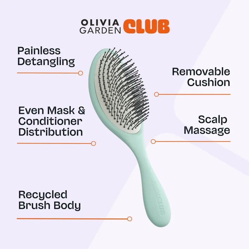 Olivia Garden Club The Reset Wet&Curly Detangling Hairbrush ravna krtača z etuijem Mint 1 kos