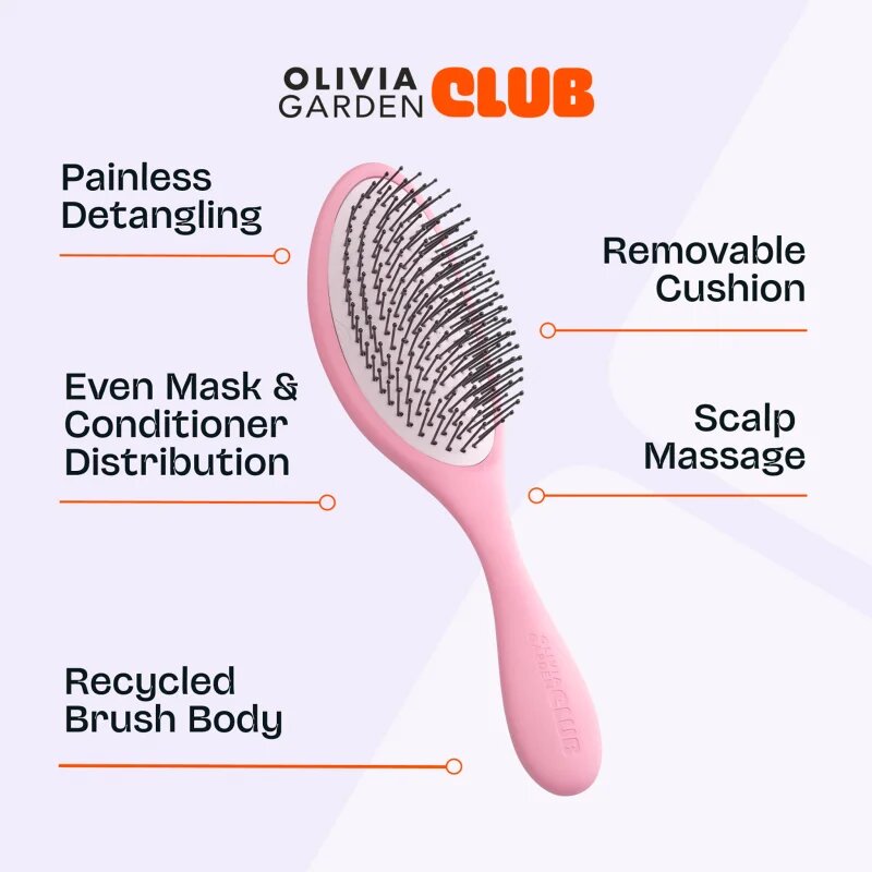 Olivia Garden Club The Reset Wet&Curly Detangling Hairbrush ravna krtača z etuijem Pink 1 kos