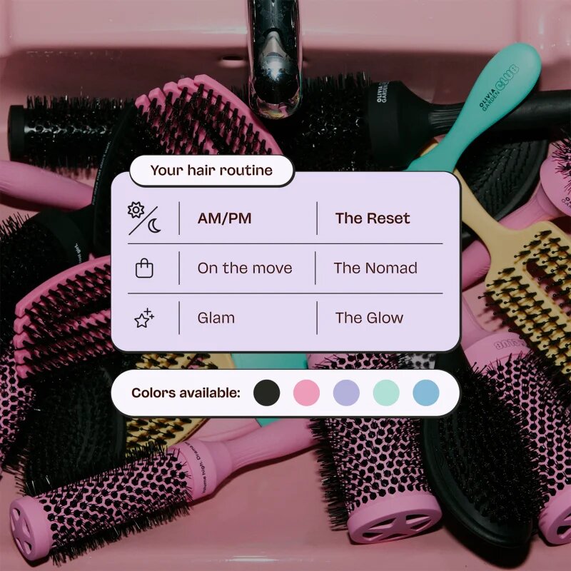 Olivia Garden Club The Reset Wet&Curly Detangling Hairbrush ravna krtača z etuijem Pink 1 kos