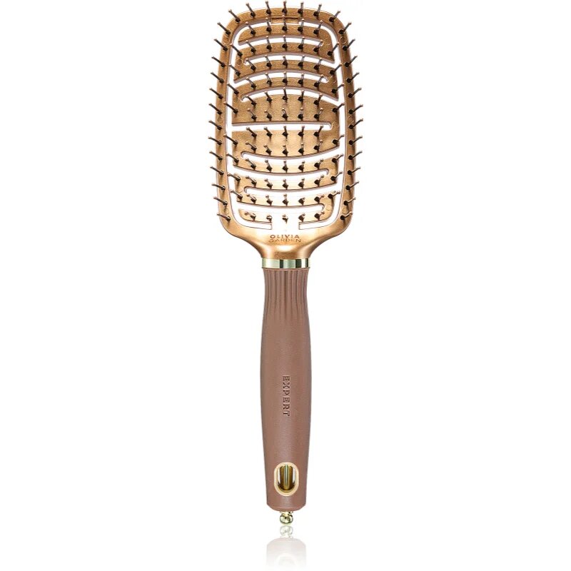 Olivia Garden Expert Flex ravna krtača z najlonskimi vlakni Gold&Brown 1 kos