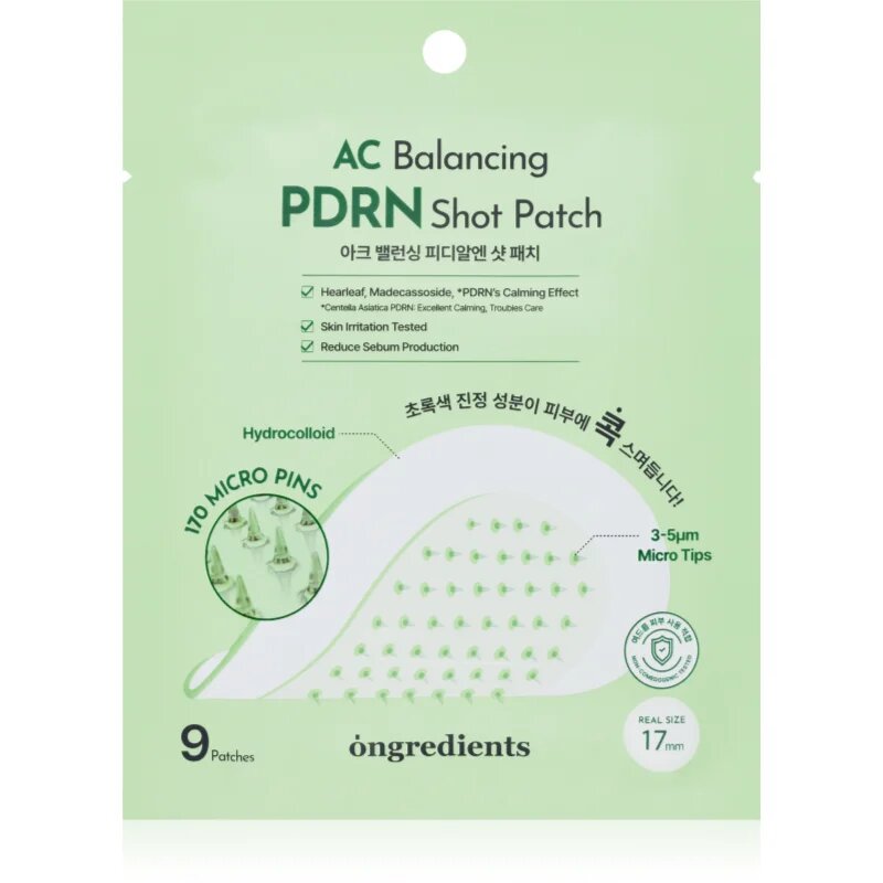 Ongredients AC Balancing PDRN Shot Patch obliži za problematično kožo s pomirjajočim učinkom 9 kos