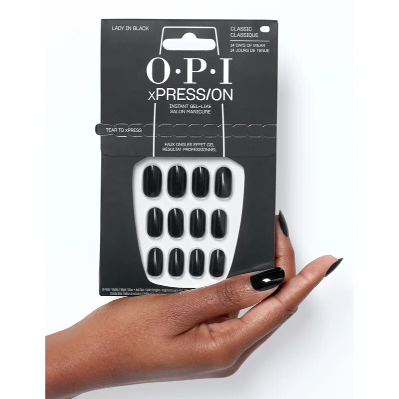 OPI xPRESS/ON umetni nohti Lady in Black 30 kos