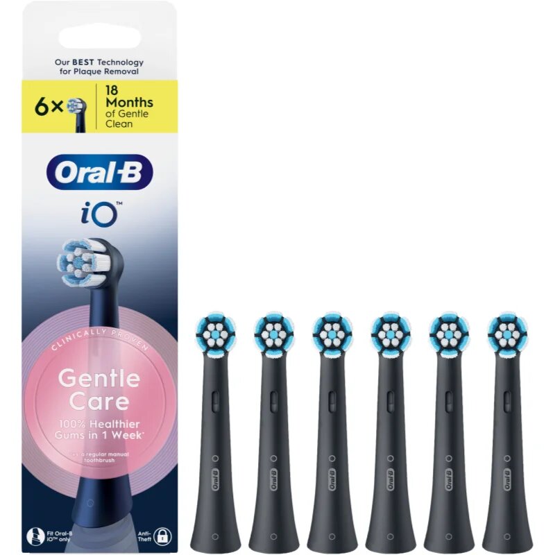 Oral-B iO Gentle Care nadomestne glave za občutljive dlesni Black 6 kos