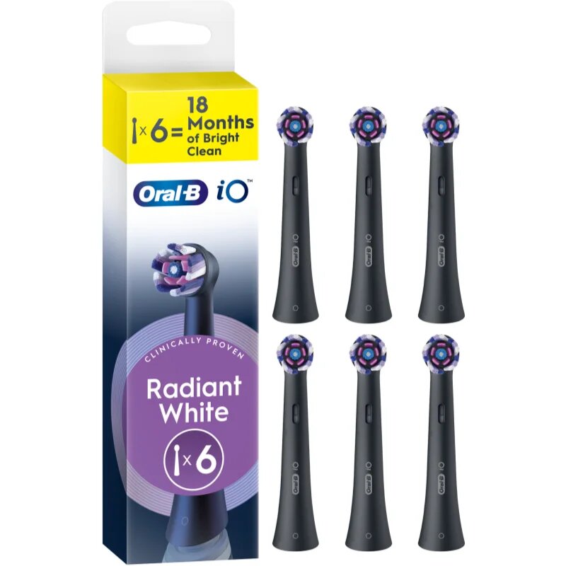 Oral-B iO Radiant White nadomestne glave za zobno ščetko z belilnimi vlakni Black 6 kos