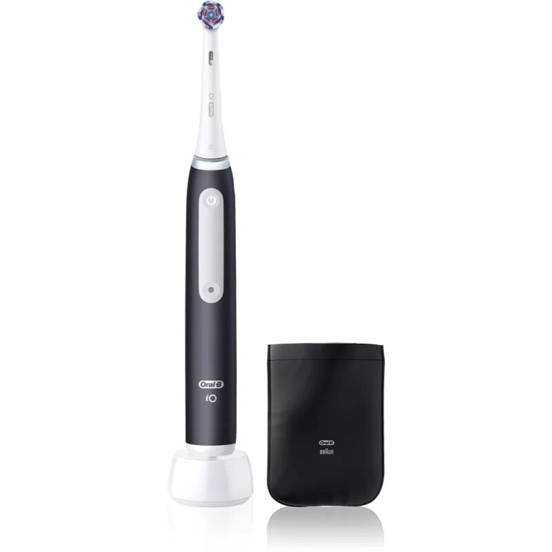 Oral-B iO White Clean električna zobna ščetka z etuijem za polnilno postajo Matte Black 1 kos