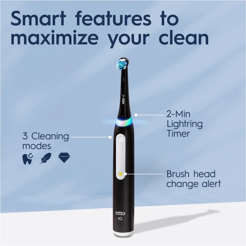 Oral-B iO White Clean električna zobna ščetka z etuijem za polnilno postajo Matte Black 1 kos