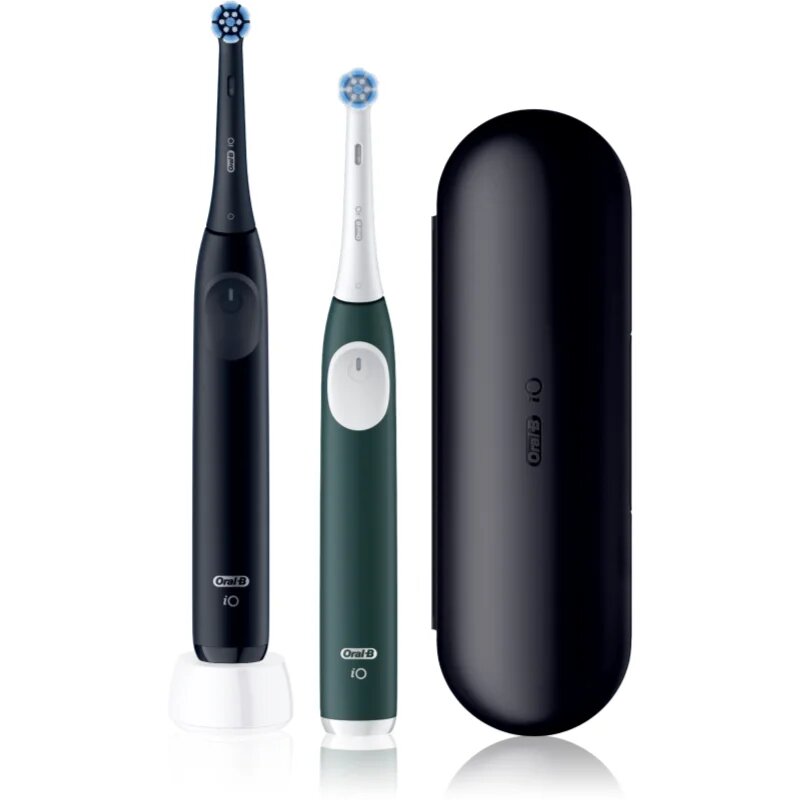 Oral-B iO2 Clean & Gentle električna zobna ščetka z etuijem DUO paket Matt Black & Forest Green