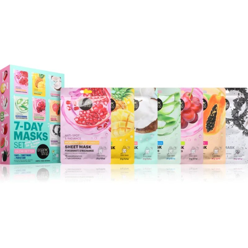 Organic Shop 7-Day Masks Set Glow Better set mask iz platna