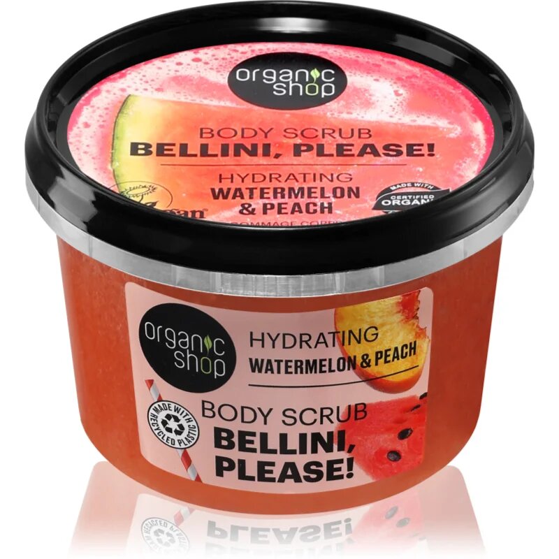 Organic Shop Bellini please! vlažilni piling za telo dišave watermelon & peach 250 ml