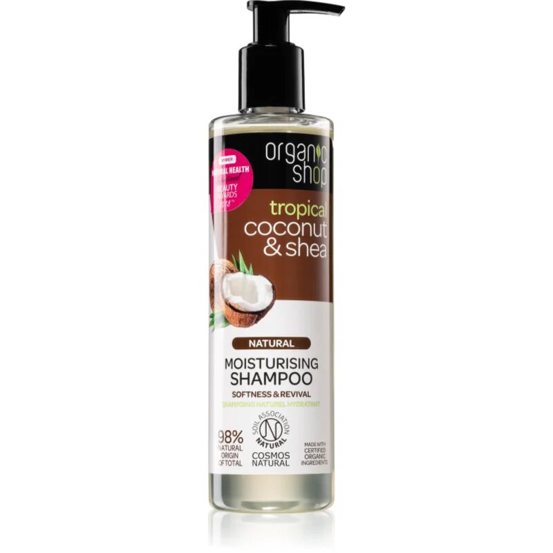 Organic Shop Natural Coconut & Shea vlažilni šampon za suhe in poškodovane lase 280 ml