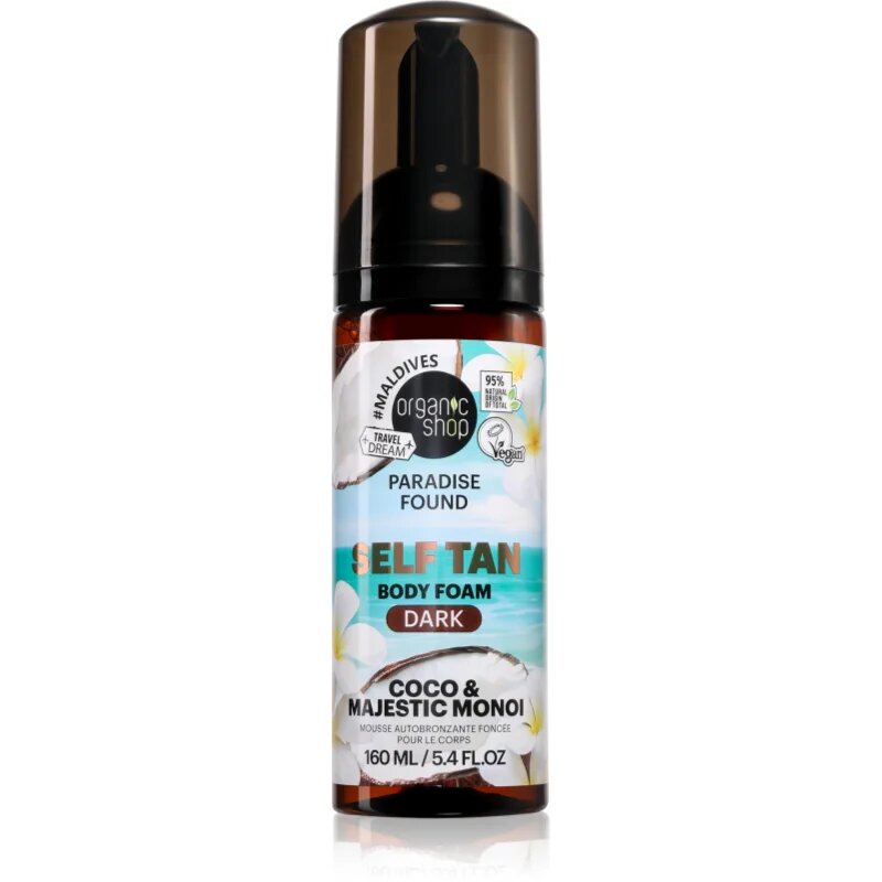 Organic Shop Paradise Found Coco & Majestic Monoi pena za telo z učinkom samoporjavitve odtenek Dark 160 ml