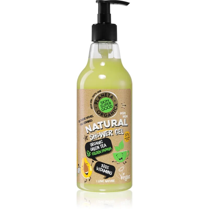 Organic Shop Skin Super Good Organic Green Tea & Golden Papaya naravni gel za prhanje z vitamini 500 ml