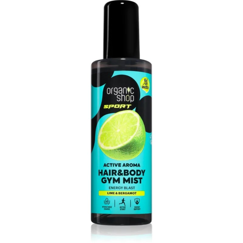 Organic Shop Sport Lime & Bergamot osvežilna meglica za telo in lase 200 ml