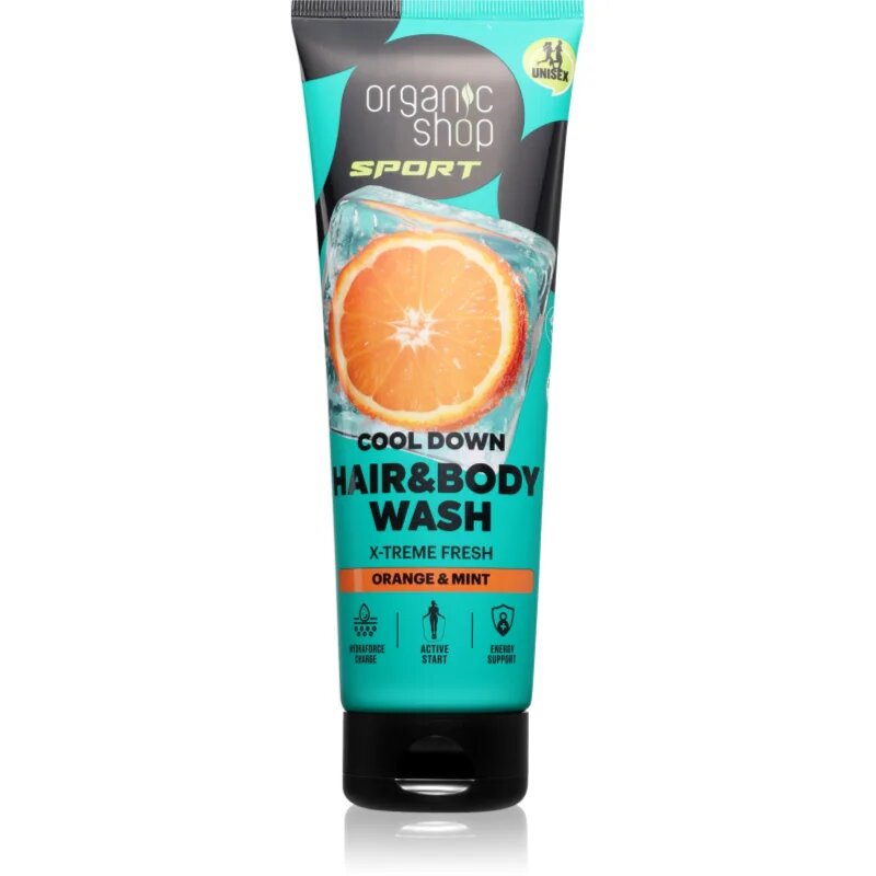 Organic Shop Sport Orange & Mint gel za prhanje za telo in lase z osvežujočim učinkom 200 ml