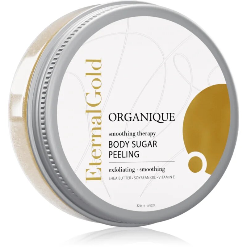 Organique Eternal Gold Smoothing Therapy mehčalni sladkorni piling z bleščicami 200 g