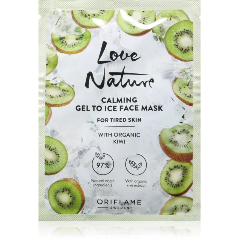 Oriflame Love Nature Gel To Ice Organic Kiwi pomirjajoča maska za obraz za utrujeno kožo 10 ml