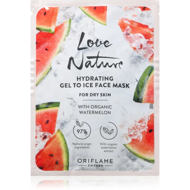 Oriflame Love Nature Gel To Ice Organic Watermelon vlažilna maska za obraz za suho kožo 10 ml