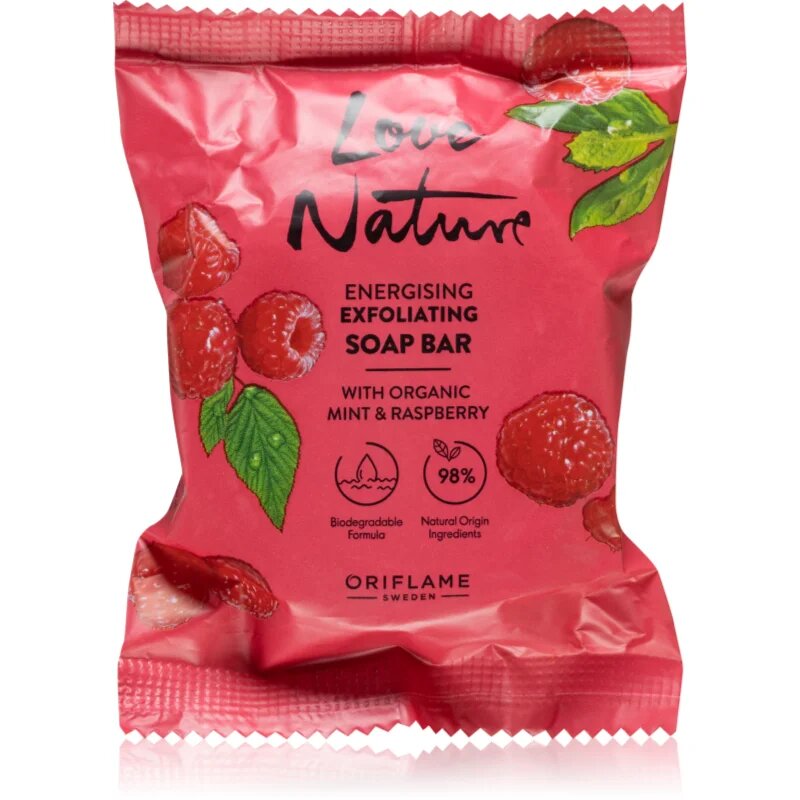 Oriflame Love Nature Organic Mint & Raspberry čistilno trdo milo 75 g
