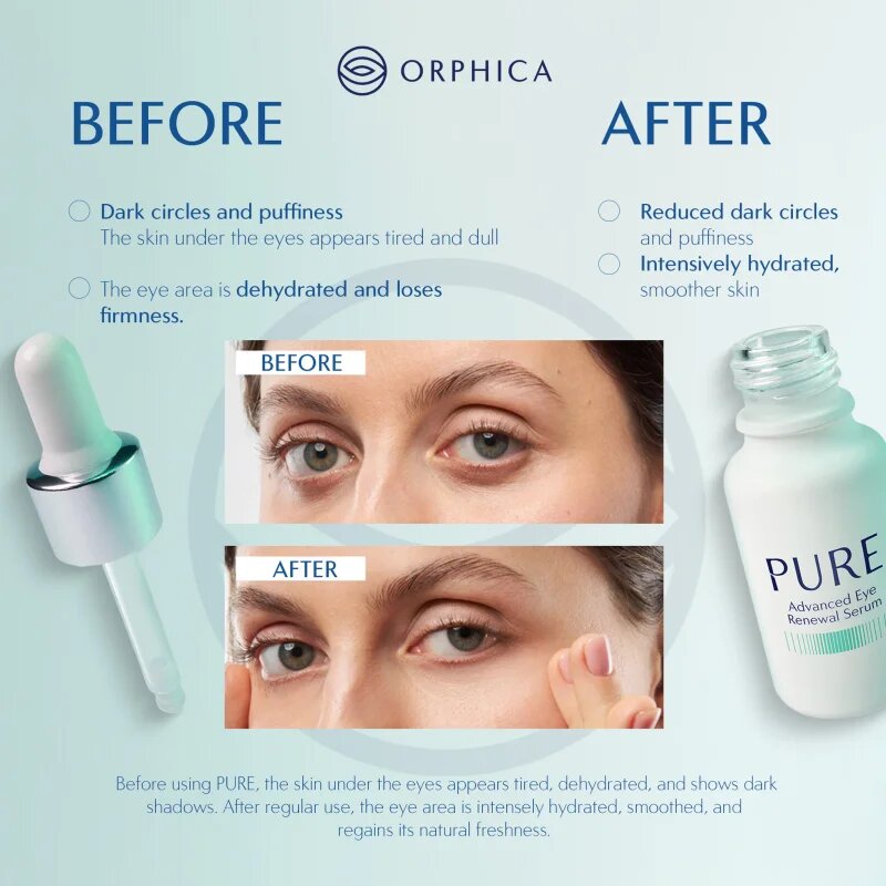 Orphica Pure nočni posvetlitveni serum za predel okoli oči 15 ml