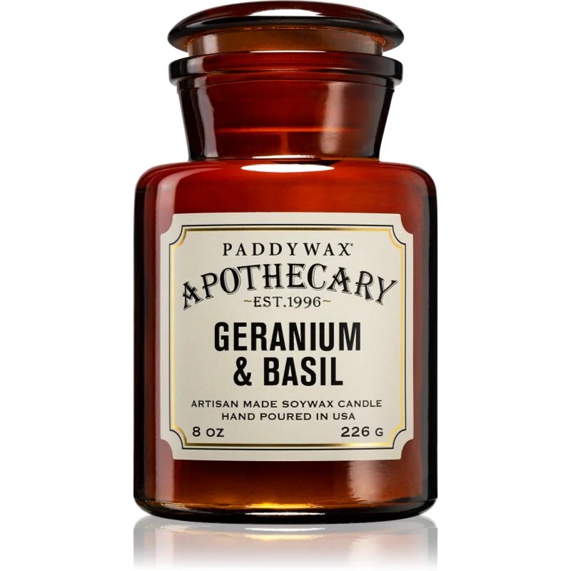 Paddywax Apothecary Geranium & Basil dišeča sveča 226 g