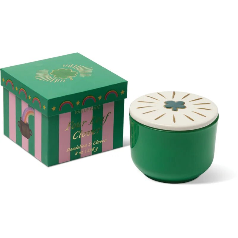 Paddywax Charmed Dandelion & Clover dišeča sveča s pokrovčkom 226 g