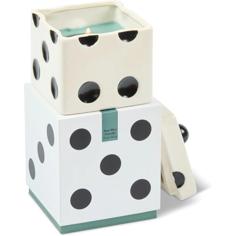 Paddywax Lucky Dice Misted Lime dišeča sveča iz keramike 283 g