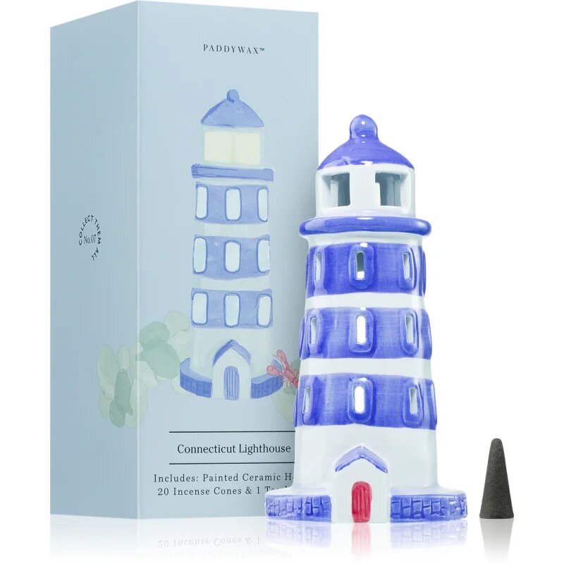 Paddywax Painted Ceramic House Connecticut Lighthouse darilni set