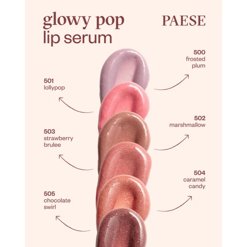 Paese Glowy Pop Lip Serum negovalni sijaj za ustnice s hranilnim učinkom odtenek 504 Caramel Candy 2.2 g
