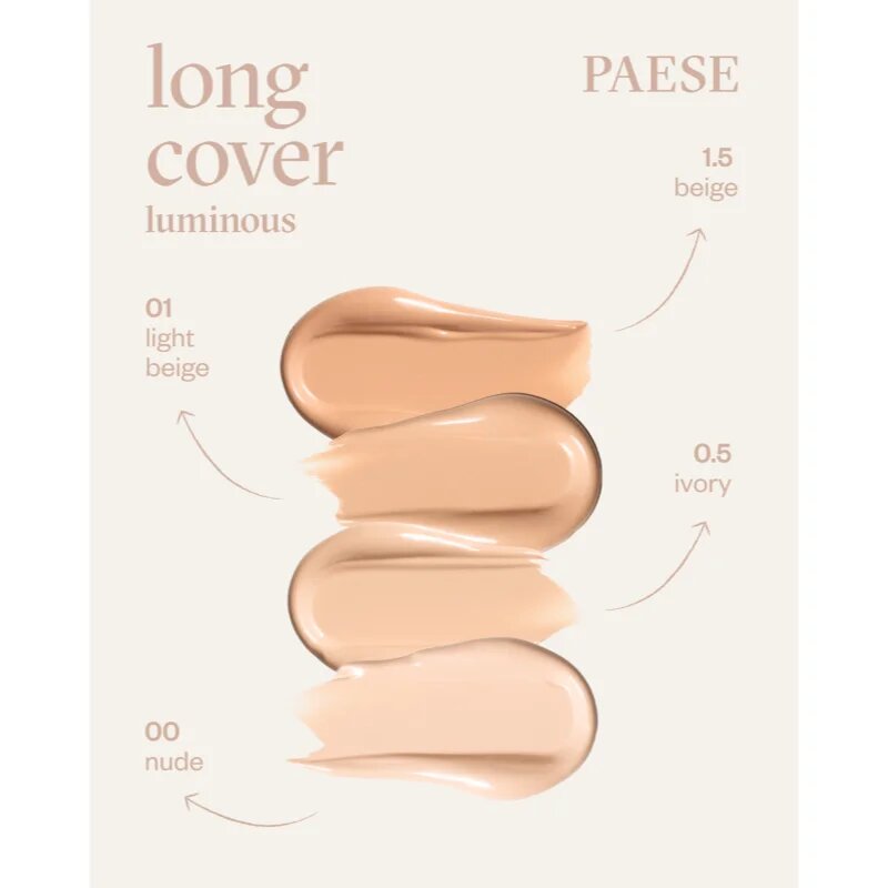 Paese Long Cover Luminous Foundation posvetlitvena podlaga odtenek 1.0 light beige 30 ml