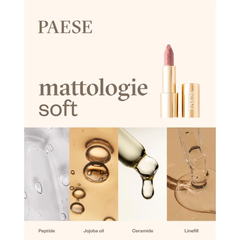 Paese Mattologie Soft Lipstick kremasta šminka z mat učinkom odtenek 114 pink suede 4.3 g