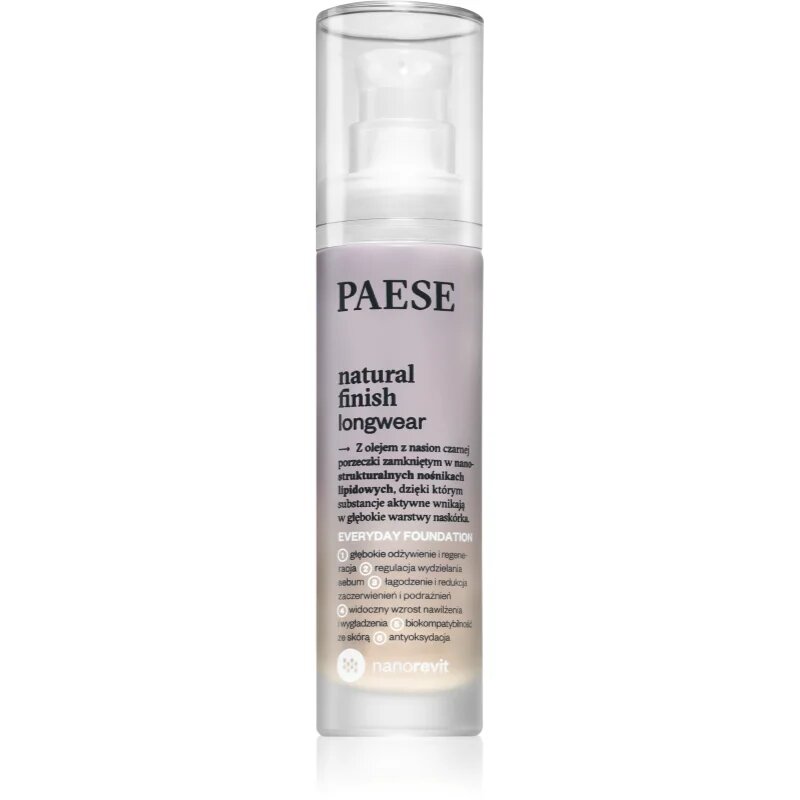 Paese Nanorevit dolgoobstojen tekoči puder s hranilnim učinkom odtenek 15 Nude 30 ml
