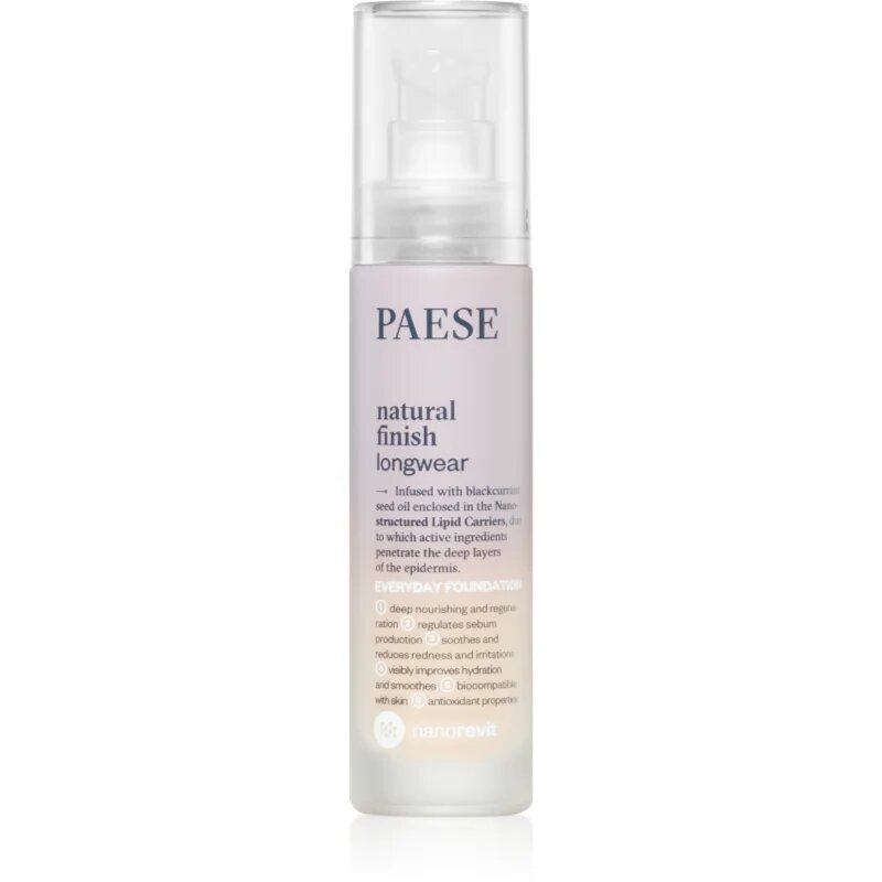 Paese Nanorevit dolgoobstojen tekoči puder s hranilnim učinkom odtenek 25 Sand Beige 30 ml