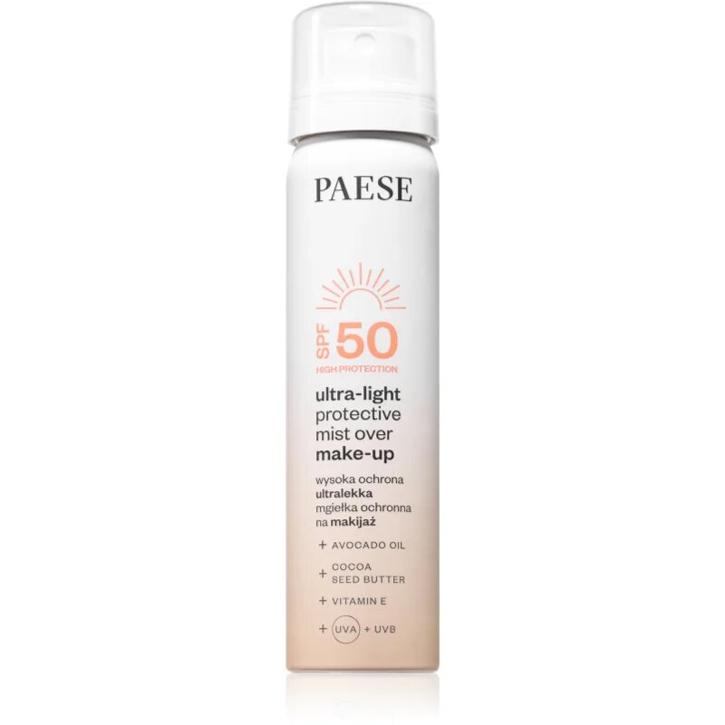 Paese Ultra-light Protective Mist Over Make-up pršilo za fiksiranje make-upa SPF 50 75 ml