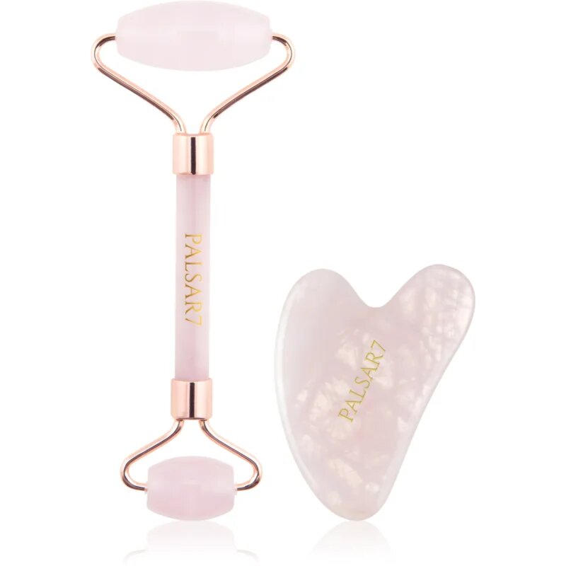 PALSAR7 Massage Roller and Guasha Rose Quartz valjček za masažo za obraz in pripomoček za masažo