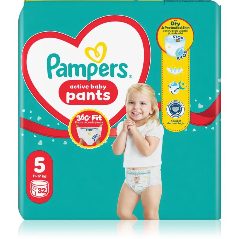 Pampers Active Baby Pants Size 5 hlačne plenice za enkratno uporabo 11-17 kg 32 kos