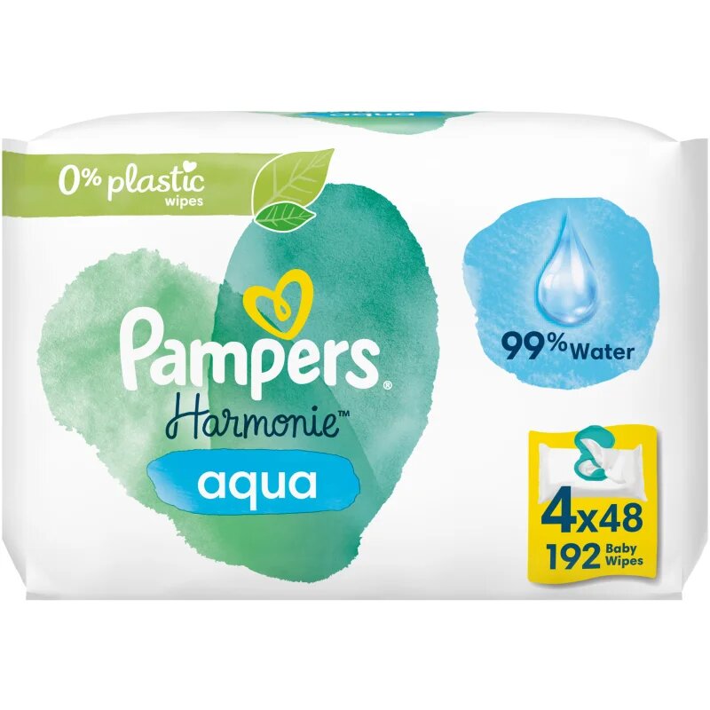 Pampers Harmonie Aqua vlažni čistilni robčki za otroke 4x48 kos