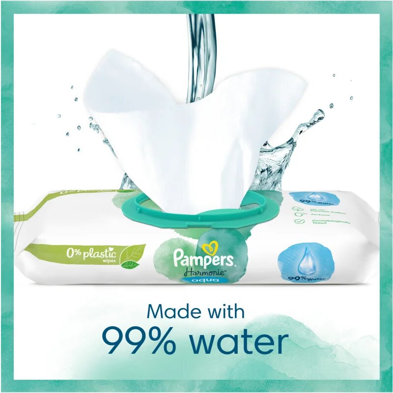 Pampers Harmonie Aqua vlažni čistilni robčki za otroke 4x48 kos