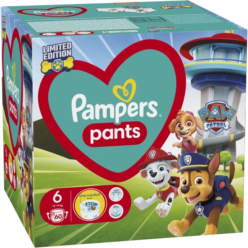 Pampers Pants Paw Patrol Size 6 hlačne plenice za enkratno uporabo 13-19 kg 60 kos