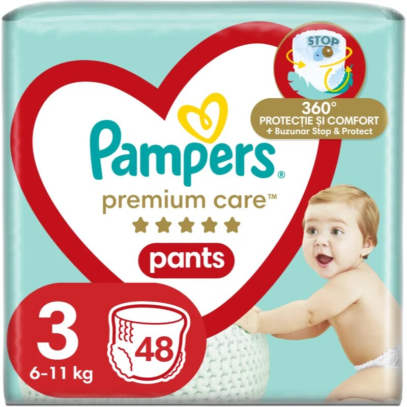 Pampers Premium Care Pants Size 3 hlačne plenice za enkratno uporabo 6-11kg 48 kos