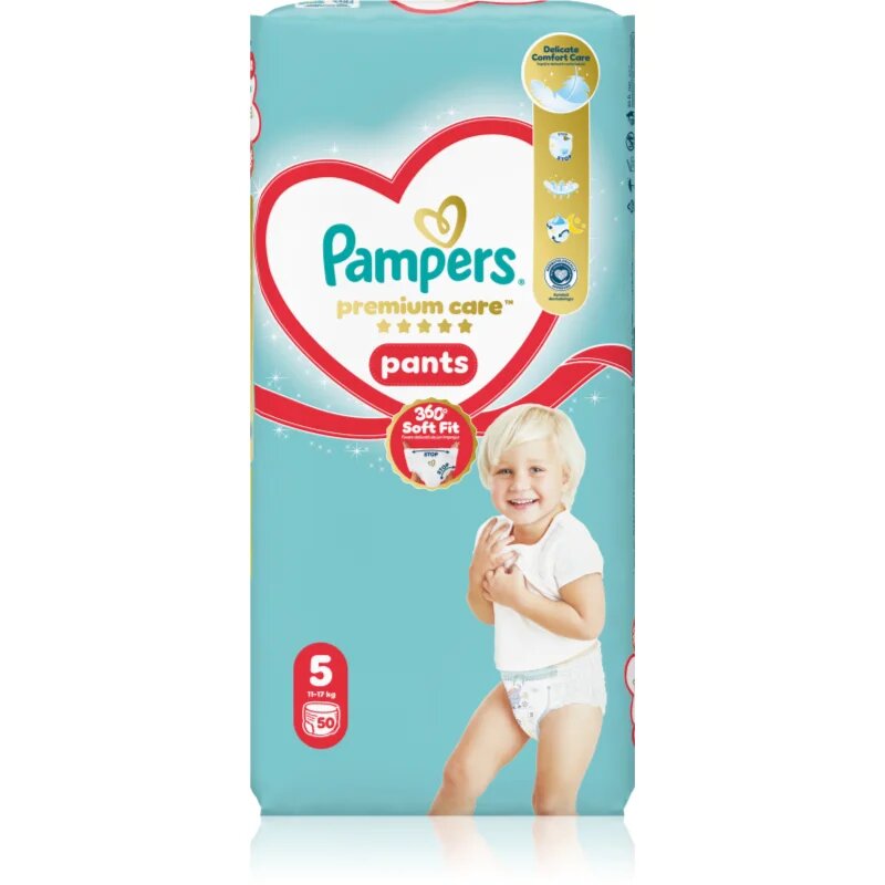 Pampers Premium Care Pants Size 5 hlačne plenice za enkratno uporabo 11-17 kg 50 kos