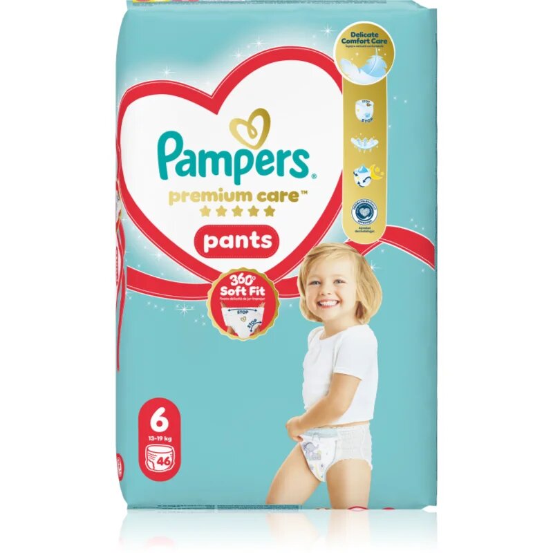 Pampers Premium Care Pants Size 6 hlačne plenice za enkratno uporabo 13-19 kg 46 kos