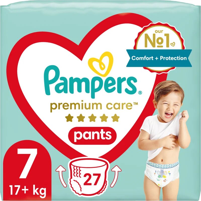 Pampers Premium Care Pants Size 7 hlačne plenice za enkratno uporabo 15+ kg 27 kos