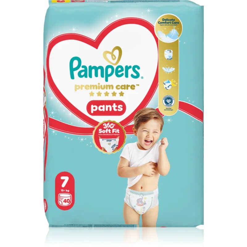 Pampers Premium Care Pants Size 7 hlačne plenice za enkratno uporabo 15+ kg 40 kos