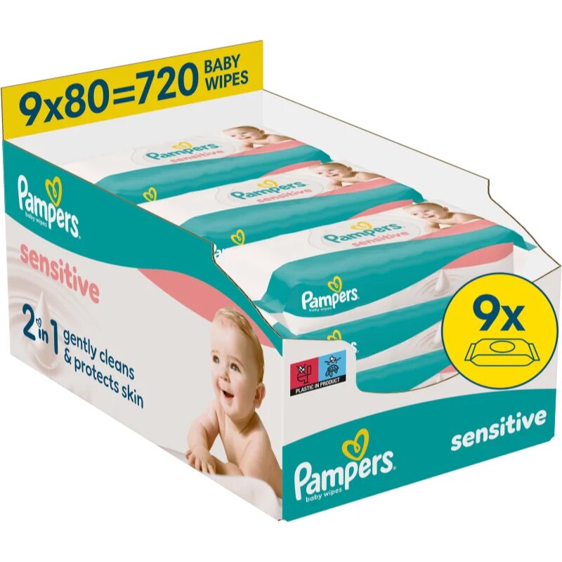 Pampers Sensitive Baby Wipes vlažni čistilni robčki za otroke 9x80 kos