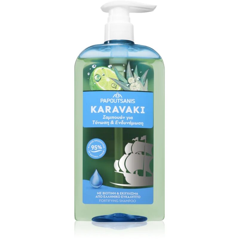 PAPOUTSANIS Karavaki Tonic & Strength šampon za lase 600 ml